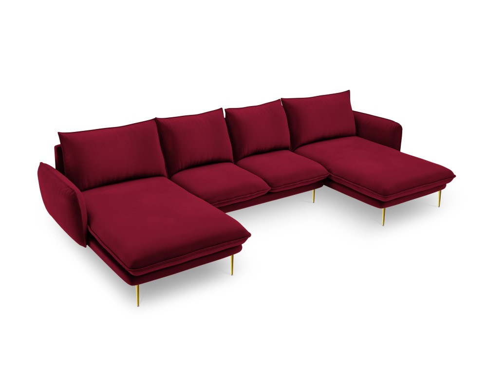 Poze Coltar tapitat Vienna 6 locuri velvet/picioare gold – L350 x l170 x h95
