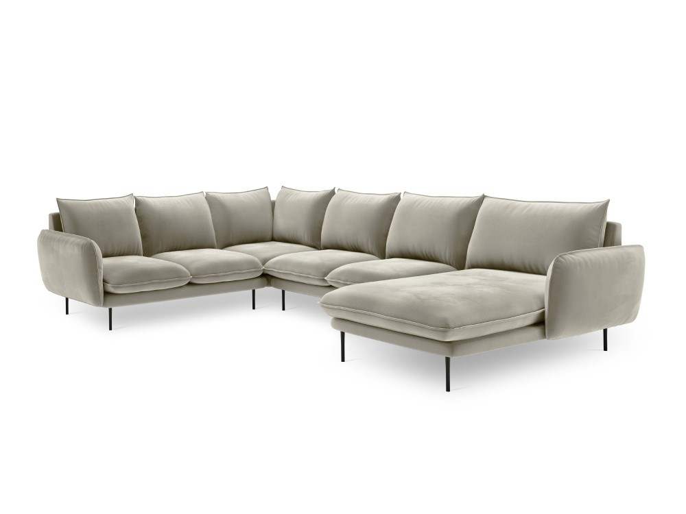 Poze Coltar tapitat Vienna 7 locuri velvet/picioare negre – L330 x l235 x h95