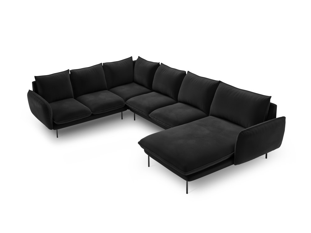 Poze Coltar tapitat Vienna 7 locuri velvet/picioare negre – L330 x l235 x h95