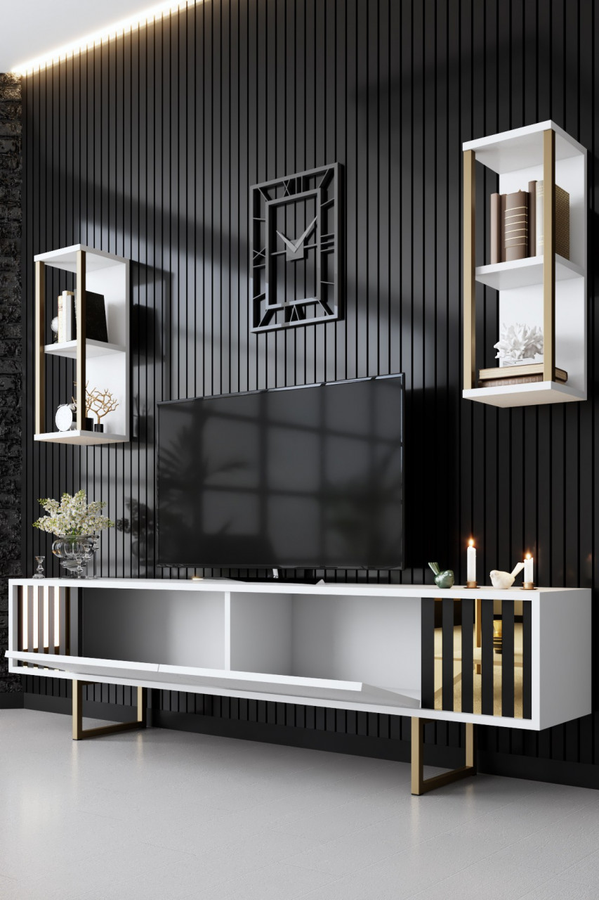 Poze Comoda TV Gold Line alb/negru
