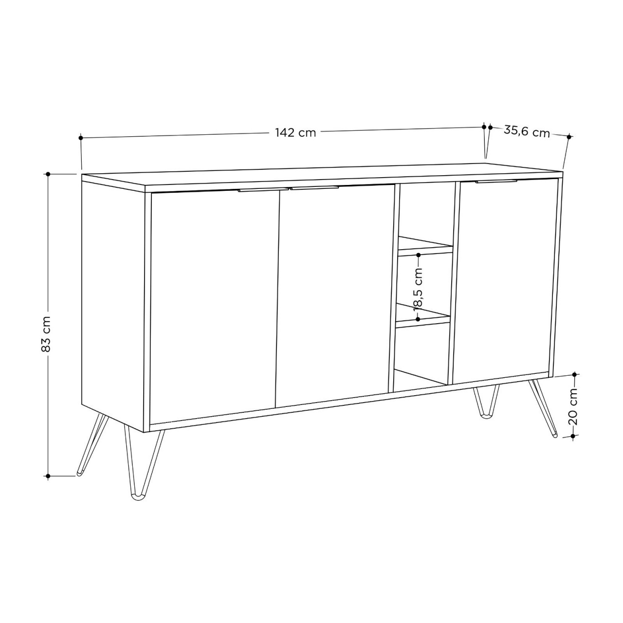 Poze Consola Clara antracit/light mocha L142 cm - H83 cm