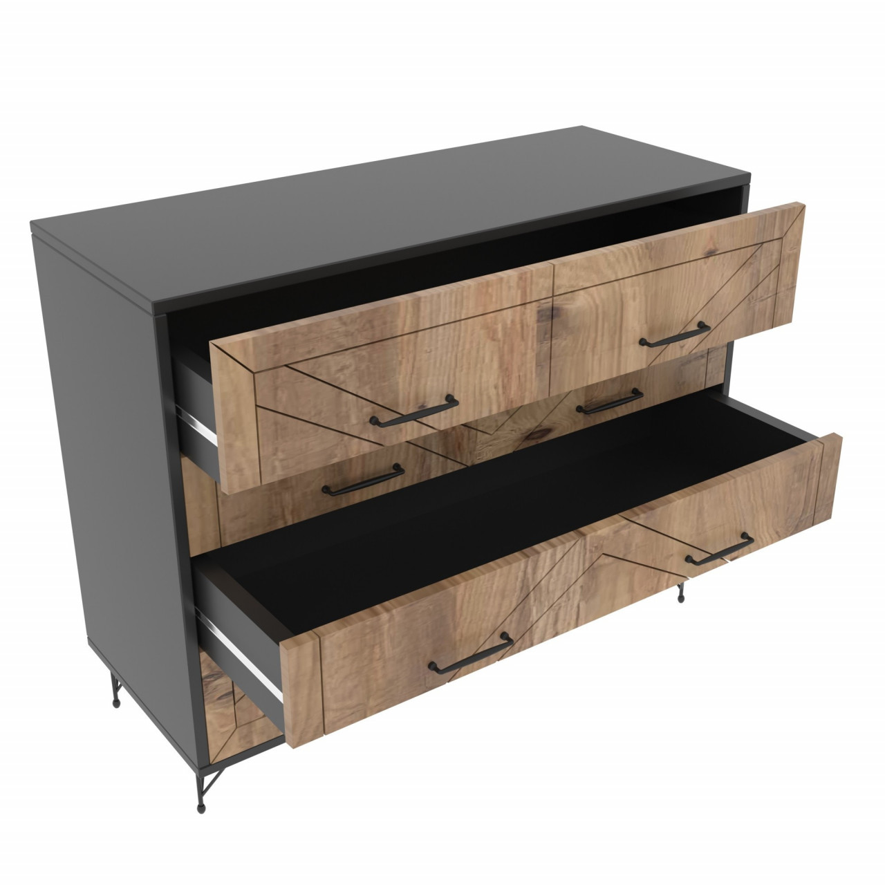 Poze Consola Comfort lemn stejar/negru L80 cm - H100 cm
