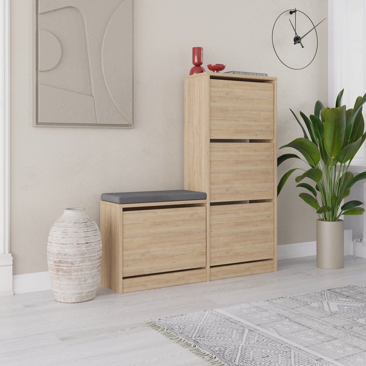 Poze Dulap de incaltaminte MDF Dude stejar L105 cm - H118,5 cm