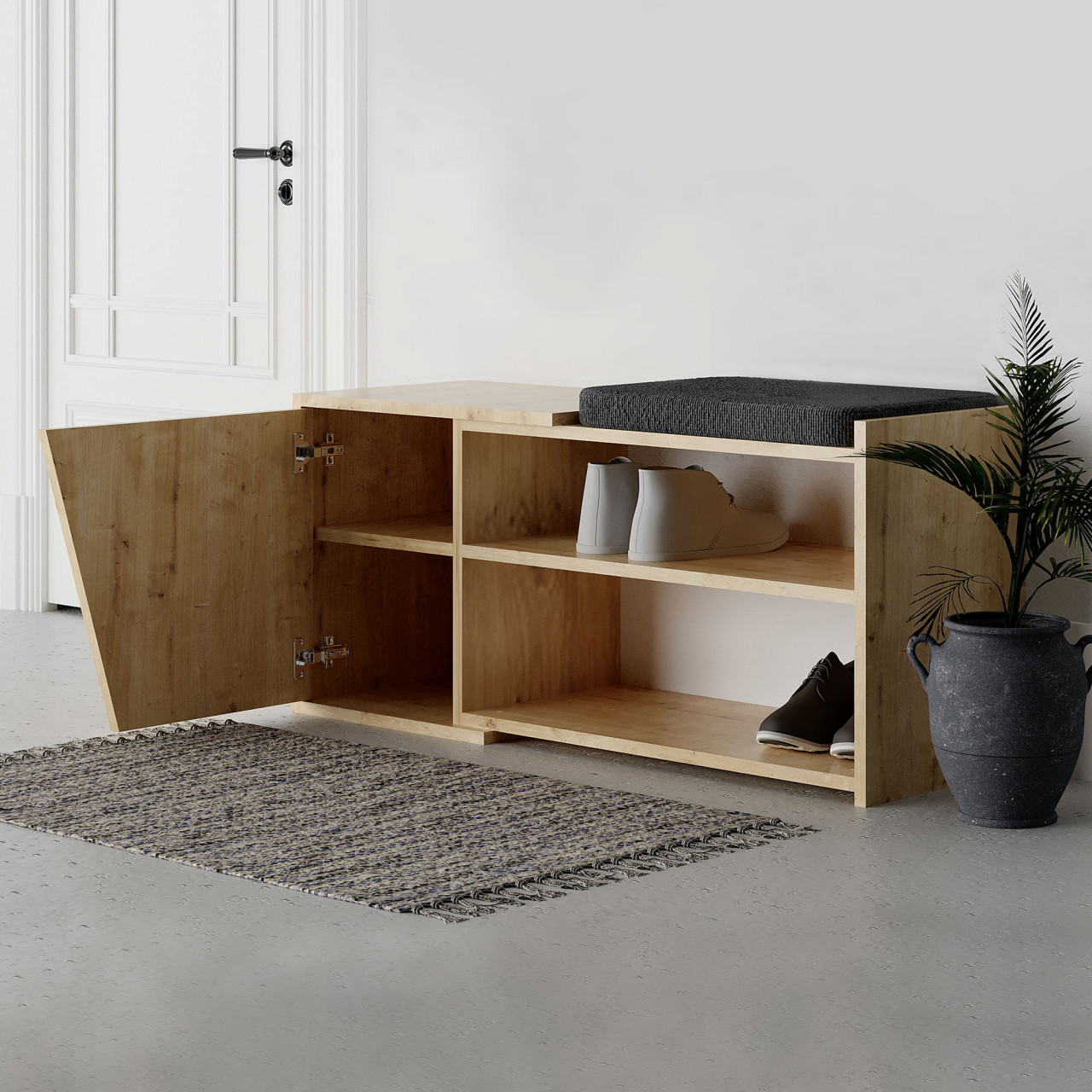 Poze Dulap MDF de incaltaminte Fiona stejar L104 cm - H37 cm