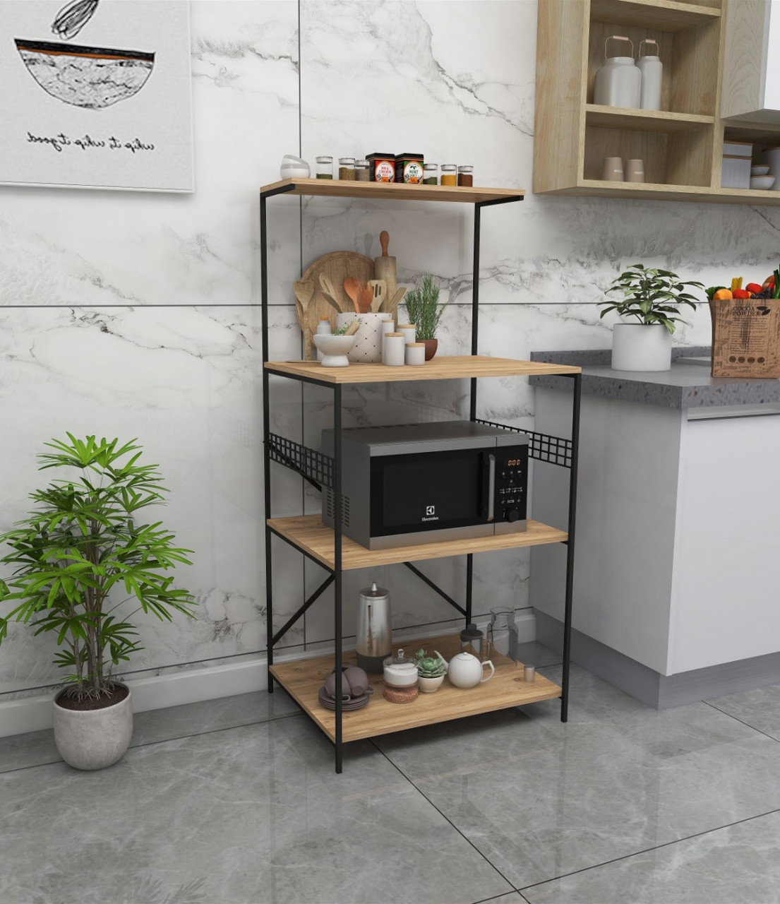 Poze Dulap MDF multifunctional Anemon negru/pin L60 cm - H124 cm