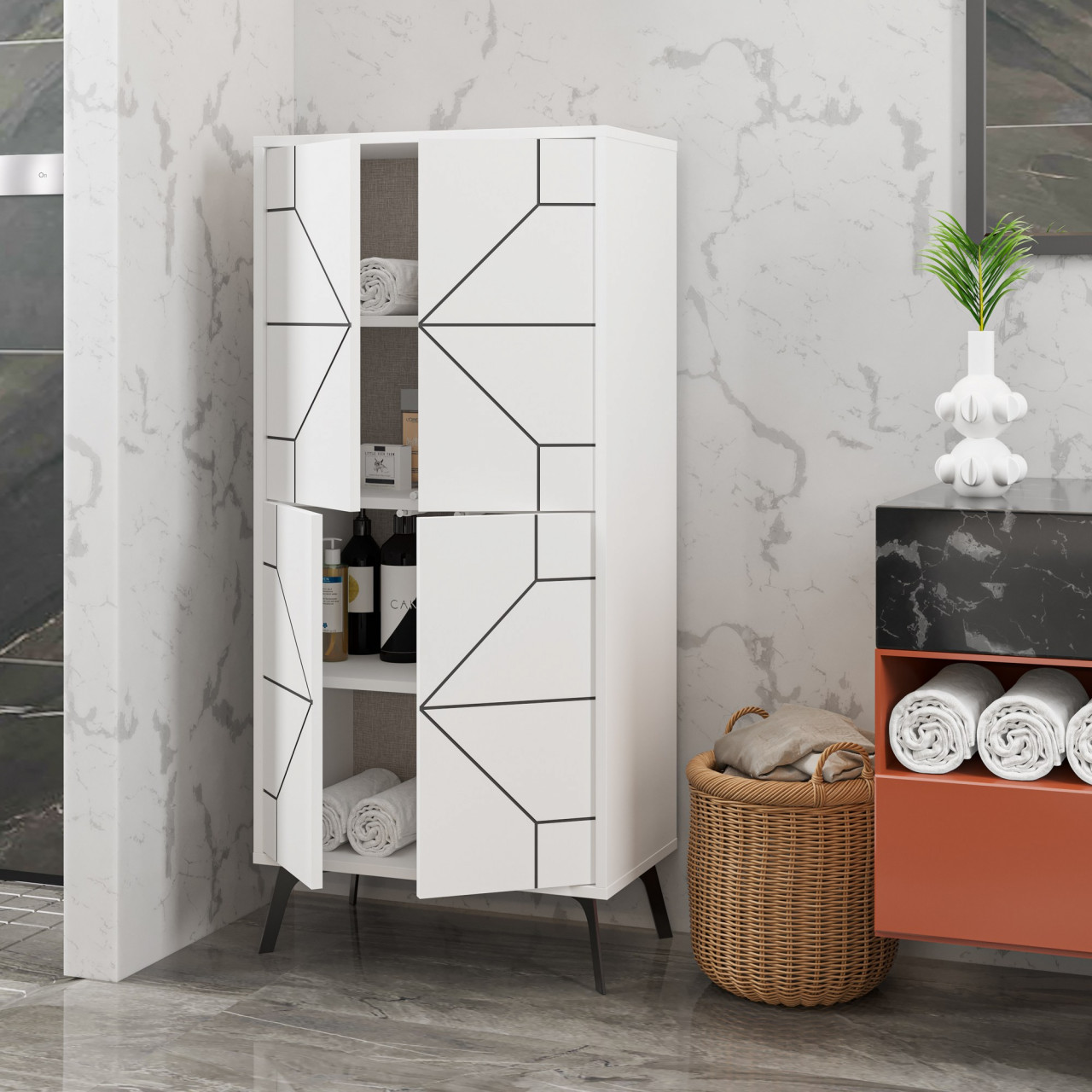 Poze Dulap MDF multifunctional Dune alb L62,6 cm - H136 cm