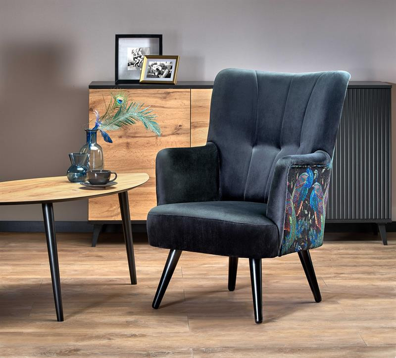 Poze Fotoliu Pagoni velvet negru - H95 cm