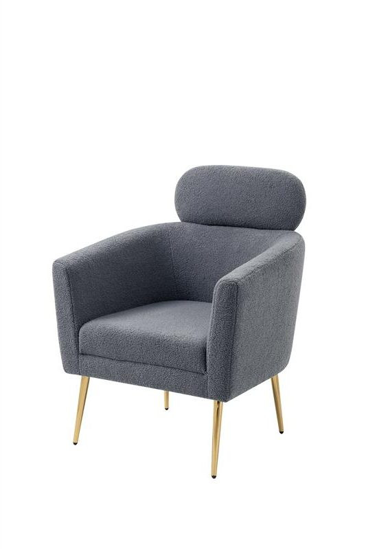 Fotoliu plusat melisa gri/gold - h96 cm