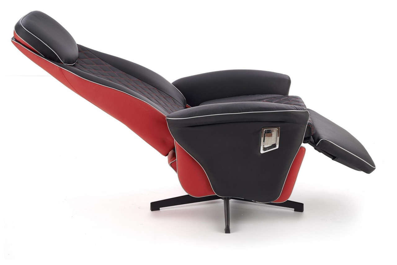 Poze Fotoliu recliner tapitat Camaro negru-rosu - H 112-86 cm