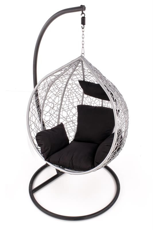 Poze Fotoliu suspendat Eggy ratan gri/negru - H195 cm