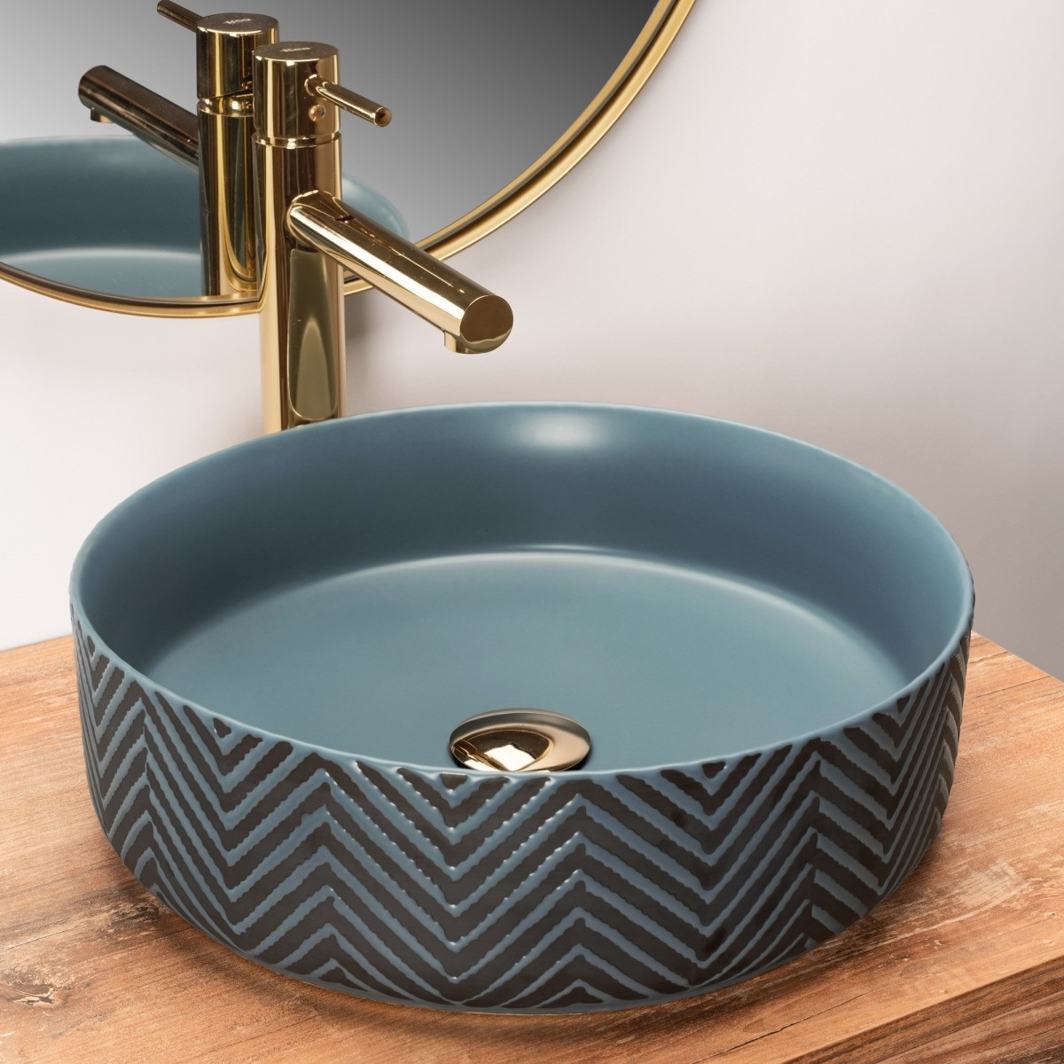 Poze Lavoar Ashley ceramica sanitara albastru - 40 cm