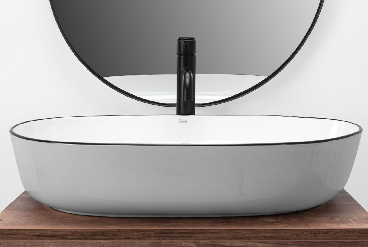 Poze Lavoar Cleo ceramic edge alb/negru