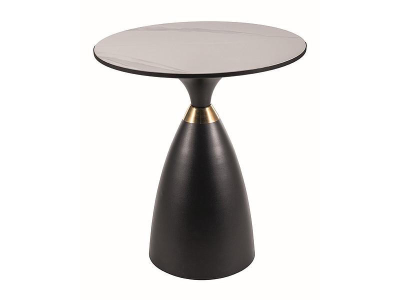 Poze Masa de cafea Gemini marmura alba/negru/auriu - d50 x h56 cm