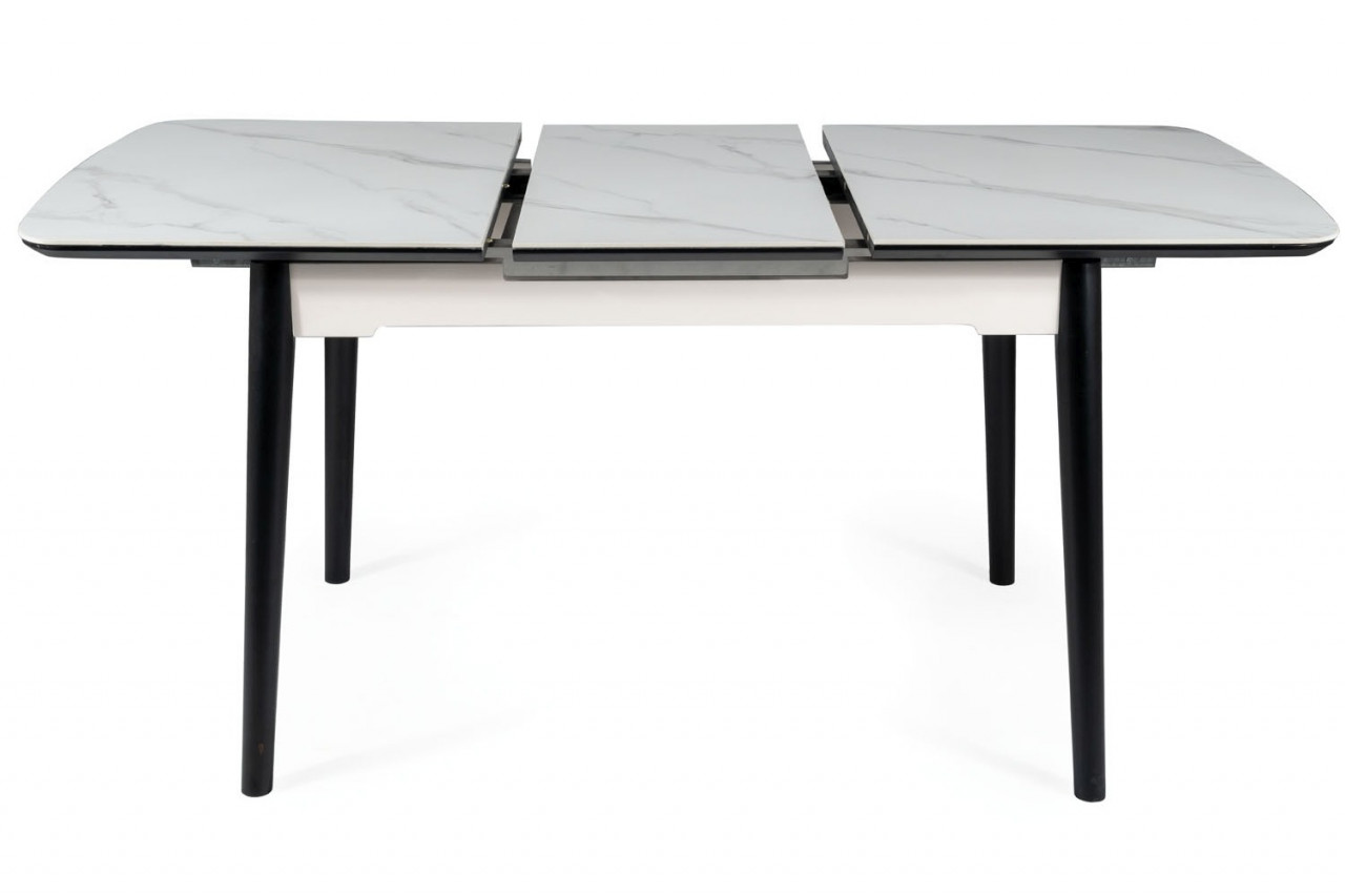 Poze Masa extensibila Apollo Ceramica marmura alba/negru mat - L120-160 cm