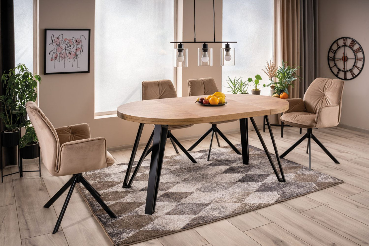 Masa extensibila galaxy stejar artizan/negru – l100-168 cm