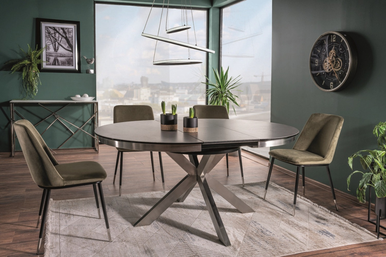 Poze Masa extensibila Porto Ceramica gri inchis/otel - L120-160 cm