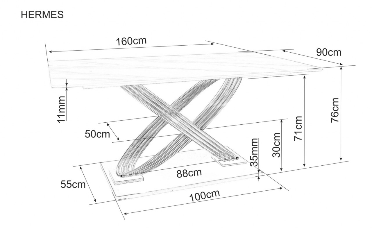 Poze Masa Hermes marmura alba/auriu – L160 x l90 x h75 cm