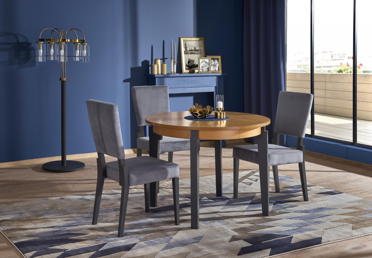 Poze Masa rotunda extensibila Sorbus stejar-grafit - L 100-200 x l 100 x h 77 cm