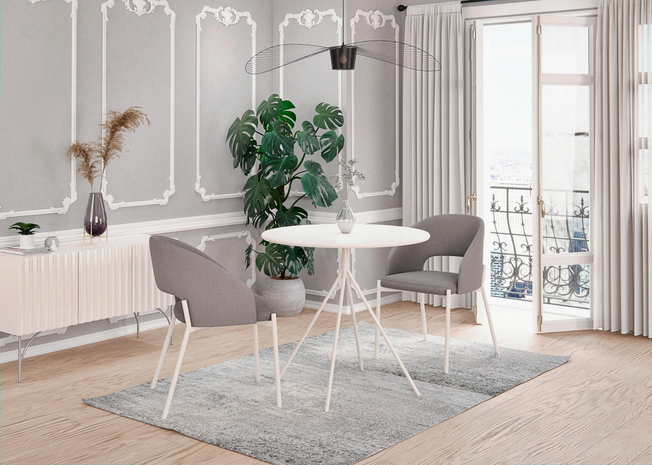 Poze Masa rotunda Fondi alb – ø80 / h75 cm