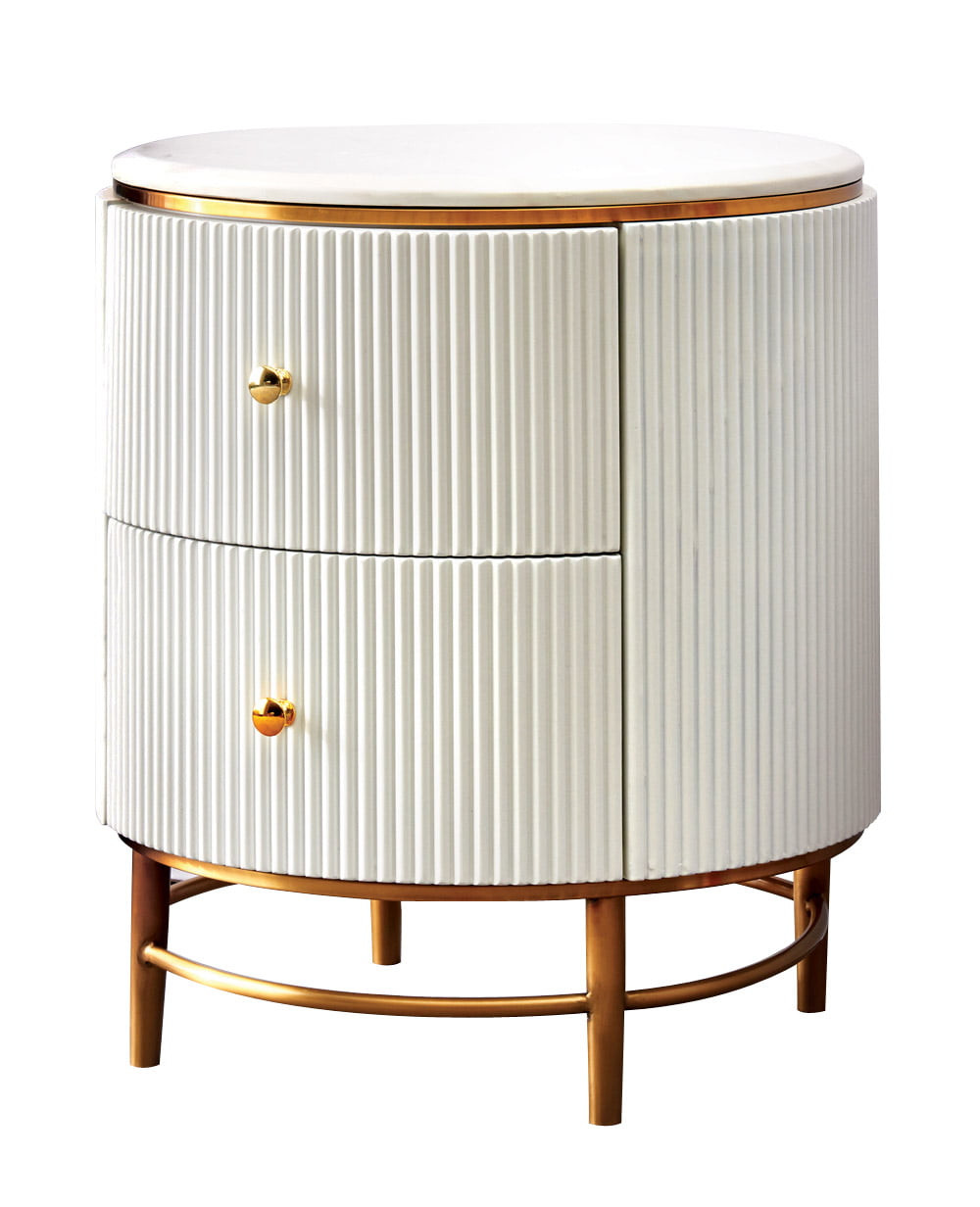 Poze Noptieră Alexis alb/gold si marmura – H58 cm
