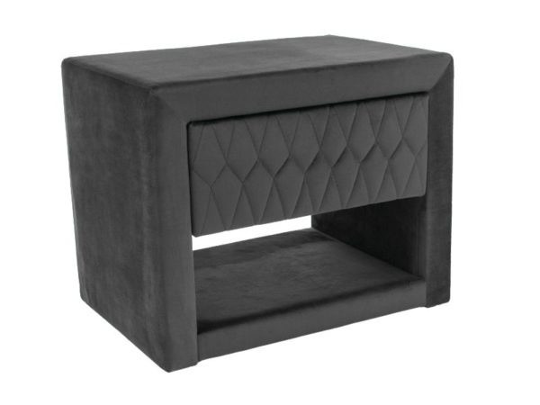 Poze Noptiera catifea Azurro gri – L 50 x l 35 x h 40 cm