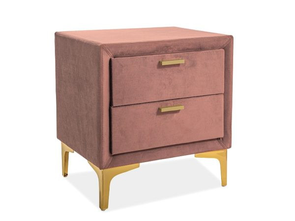 Poze Noptiera tapitata Monako Velvet Roz – l36 x L53 x h56 cm