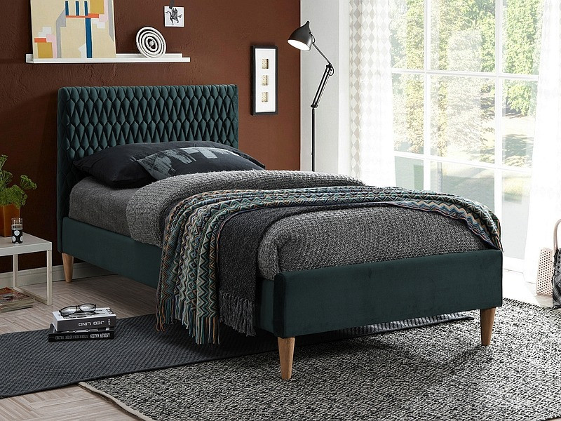 Poze Pat tapitat Azurro velvet verde Blu78 - 90 x 200 cm