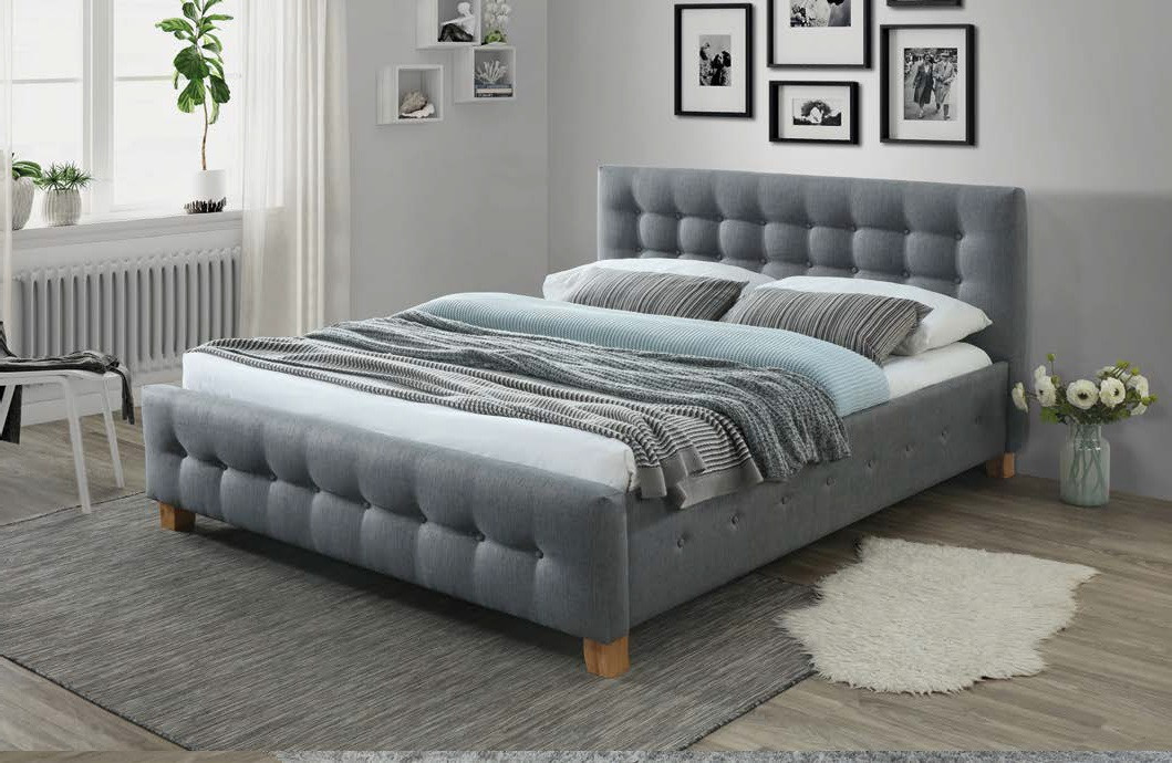 Poze Pat tapitat Barcelona gri - 160x200 cm