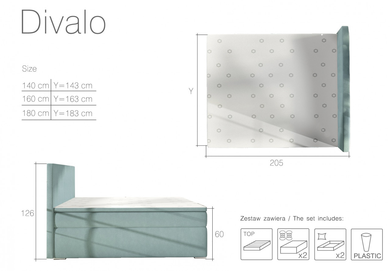 Poze Pat tapitat boxspring Divalo – 160/200 cm