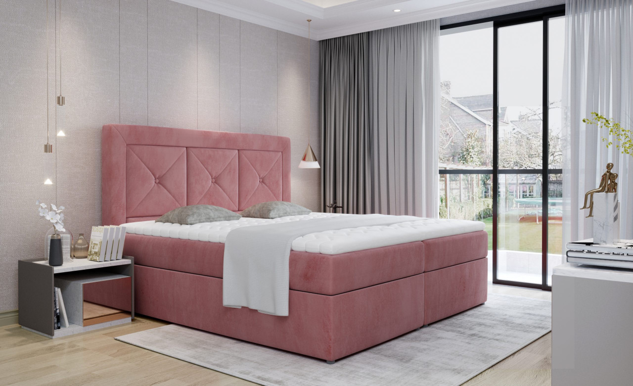 Poze Pat tapitat boxspring Idris – 180/200 cm