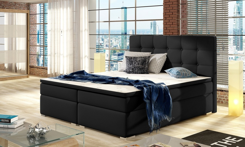 Poze Pat tapitat boxspring Inez – 180/200 cm