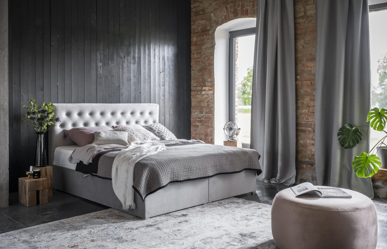 Poze Pat tapitat boxspring Loree – 140/200 cm