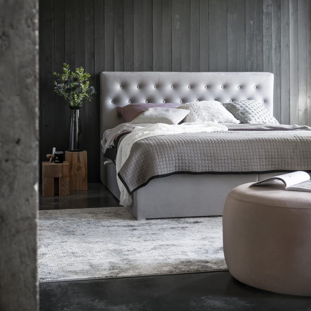 Poze Pat tapitat boxspring Loree – 140/200 cm