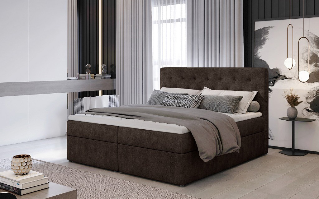 Poze Pat tapitat boxspring Loree – 140/200 cm