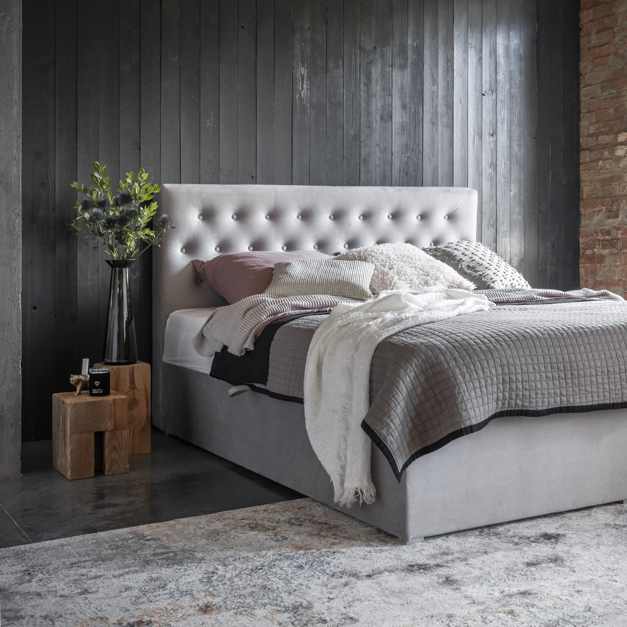 Poze Pat tapitat boxspring Loree – 180/200 cm