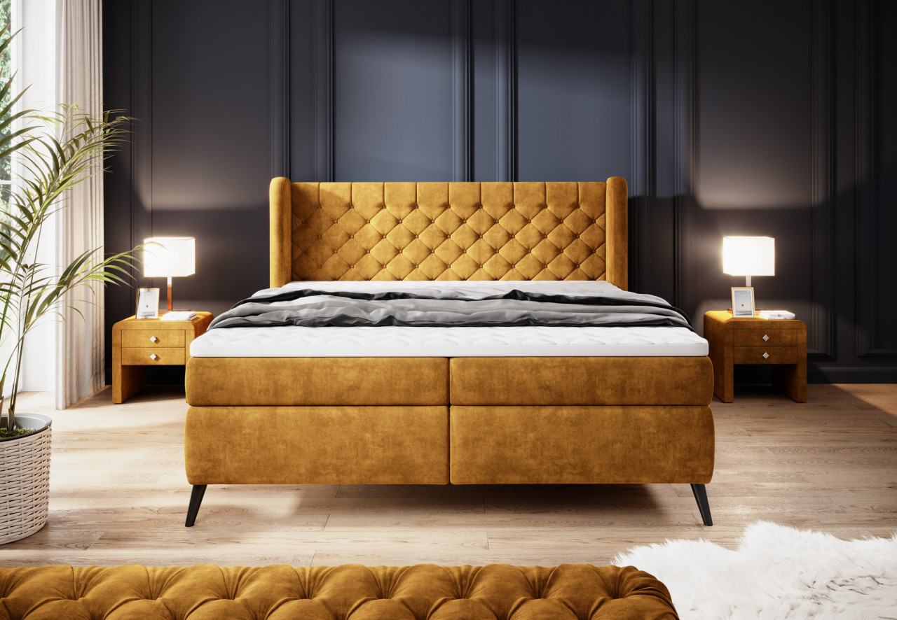Poze Pat tapitat boxspring Madison 140x200 cm