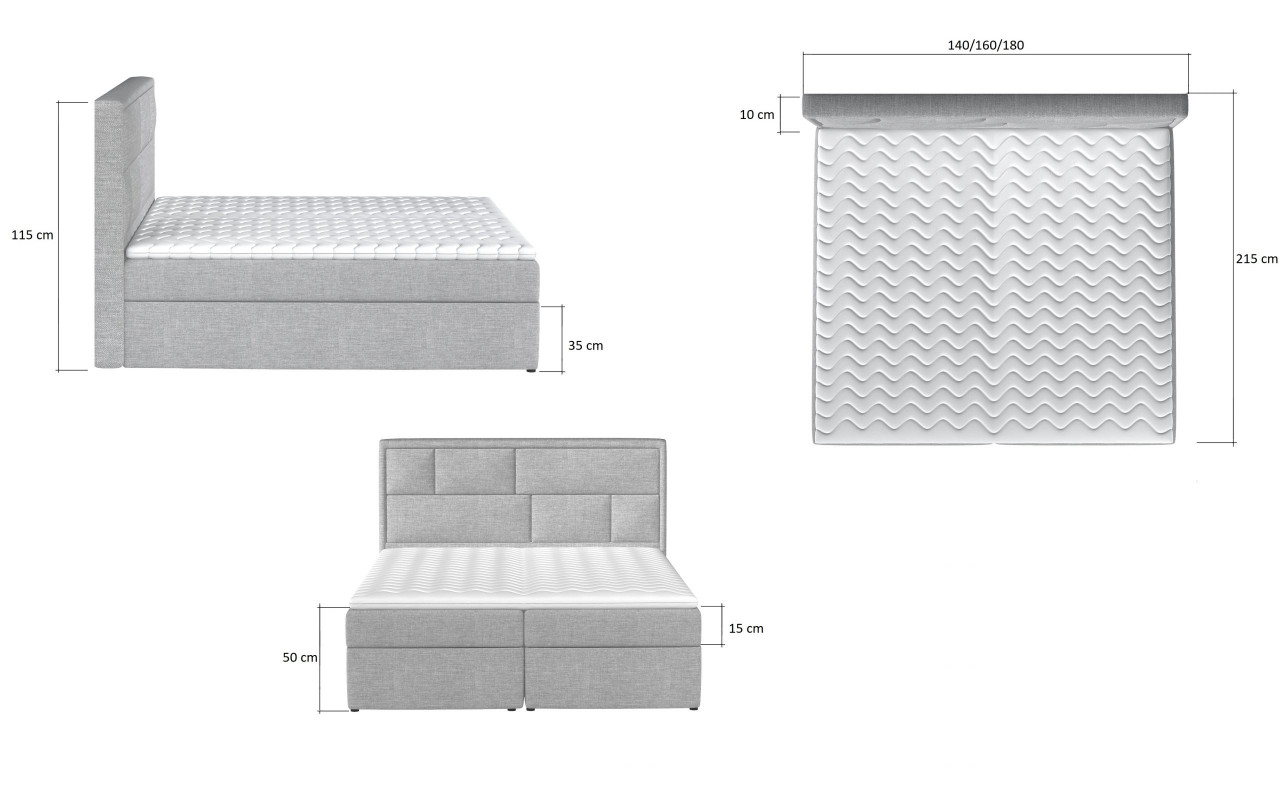 Poze Pat tapitat boxspring Meron – 180/200 cm