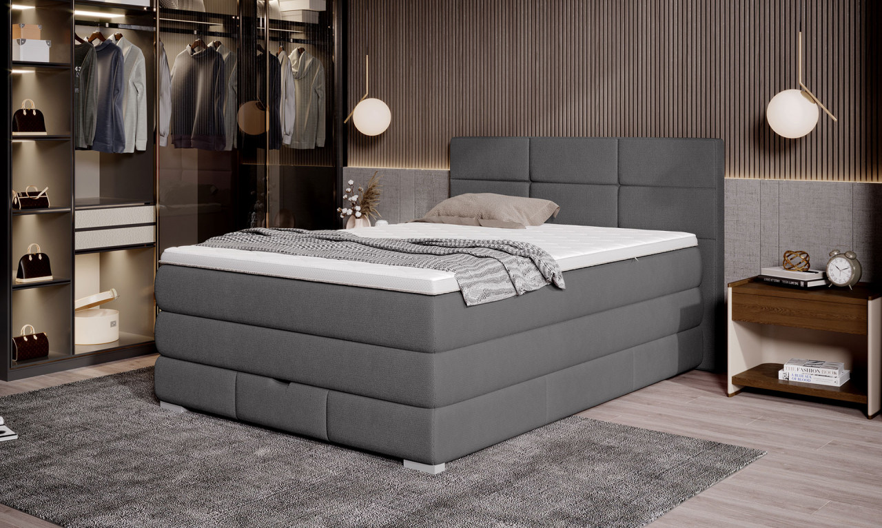 Poze Pat tapitat boxspring Rita 140x200 cm