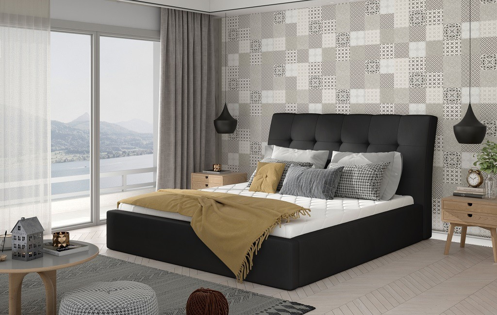 Poze Pat tapitat Inge – 140/200, L223 x l140 x h93 cm
