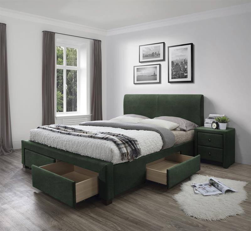 Poze Pat tapitat Modena 3 Velvet Verde -160 x 200 cm