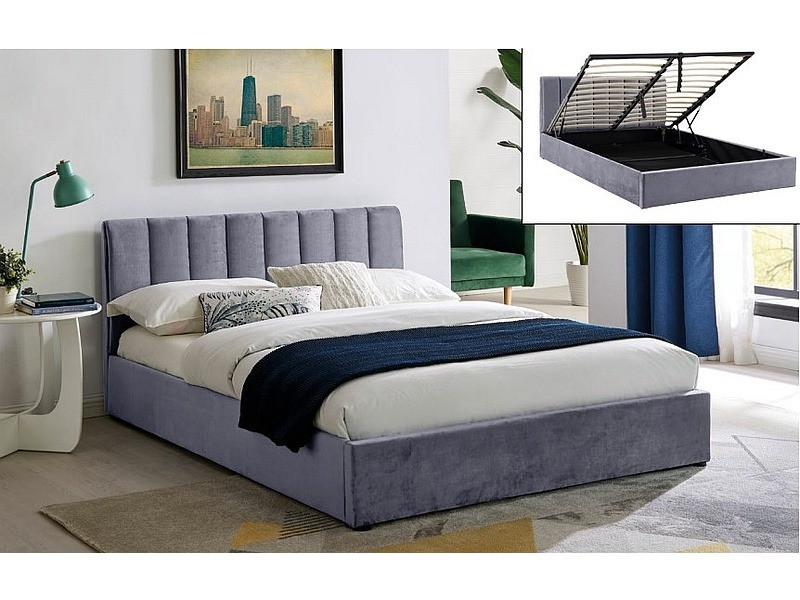 Poze Pat tapitat Montreal velvet gri – 160 x 200 cm