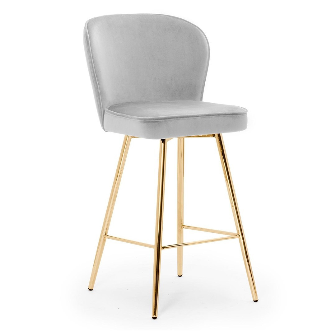 Poze Scaun de bar Aine gri picioare gold - H70 cm