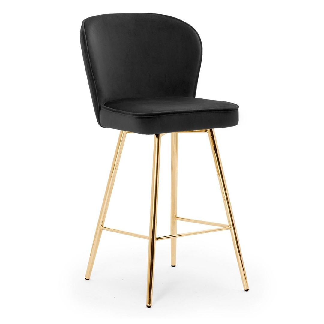 Poze Scaun de bar Aine negru picioare gold - H70 cm