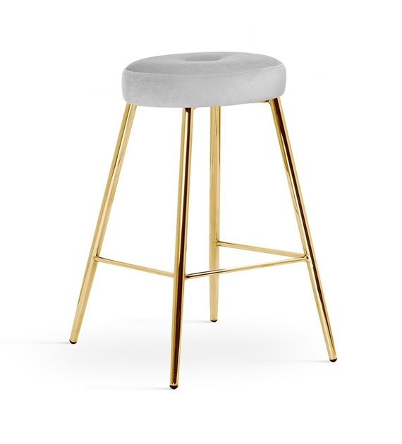 Scaun de bar Circo gri picioare gold - H65 cm