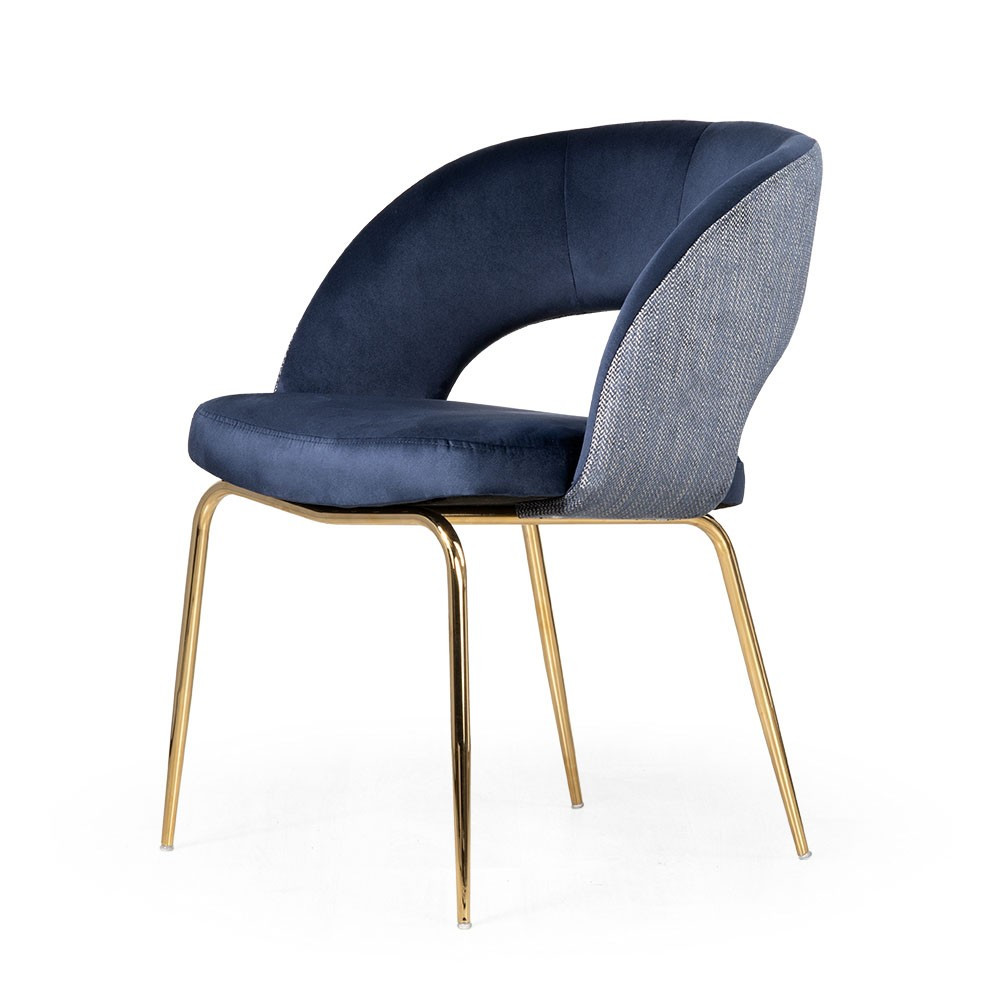 Poze Scaun tapitat Lizbona bleumarin/gold – H79 cm