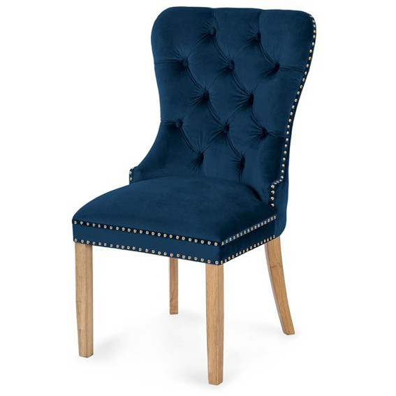 Poze Scaun tapitat Madame II Gold stejar-albastru - H 101 cm
