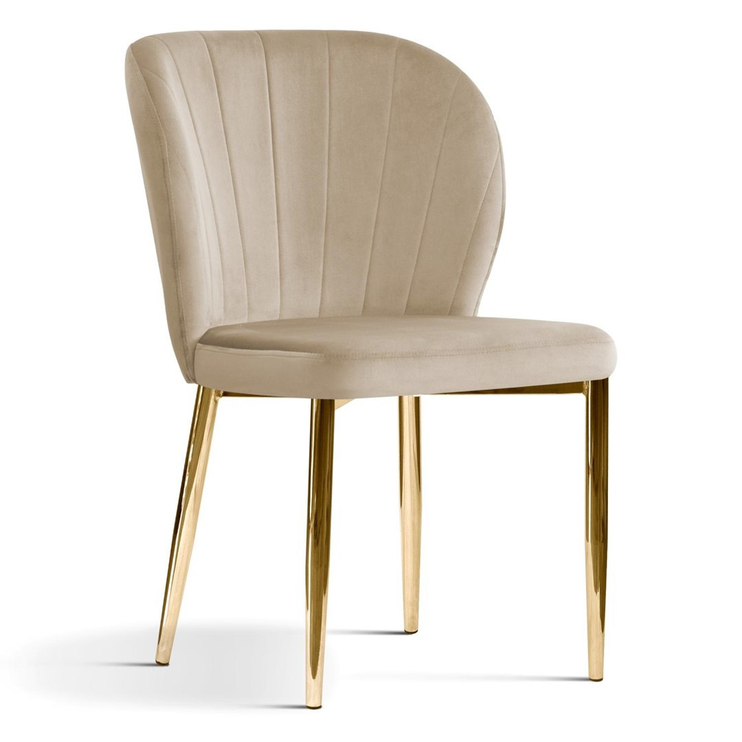 Poze Scaun tapitat Shelly bej picioare gold - H88 cm