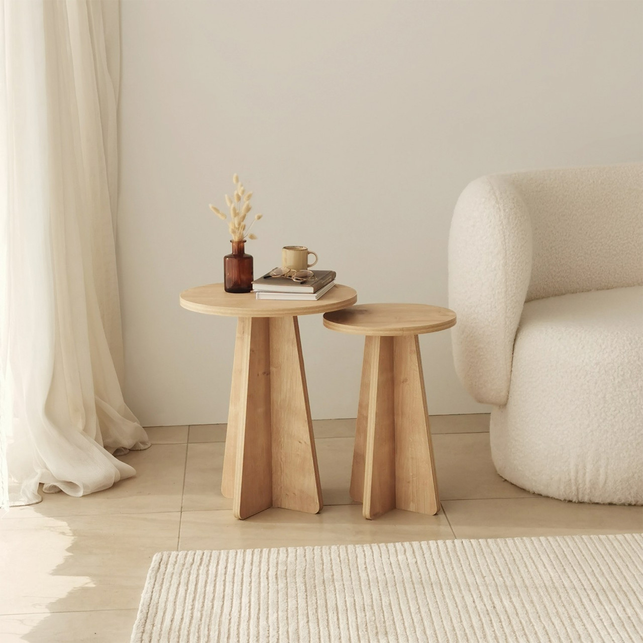 Poze Set 2 masute de cafea Mushroom stejar safir