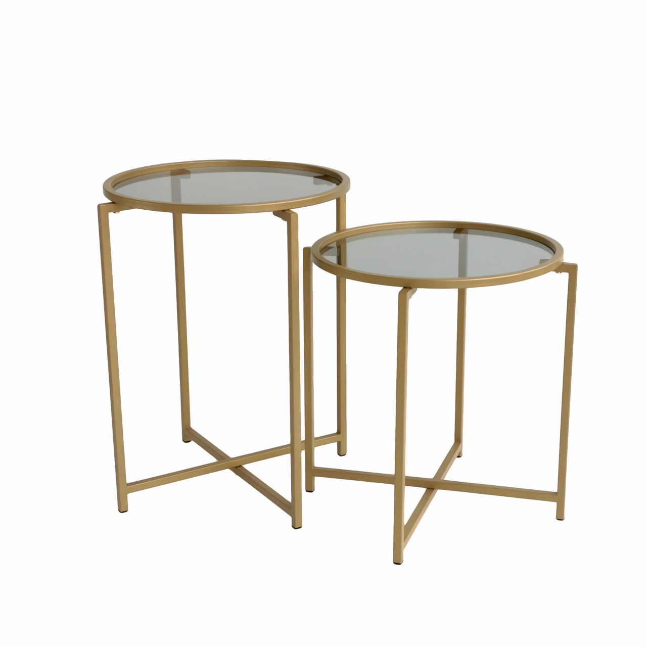 Poze Set 2 masute de cafea S406 transparent / auriu