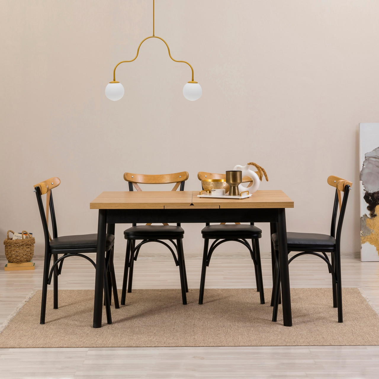 Poze Set masa extensibila si scaune (5 piese) OLİVER AÇL. KARİNA-BLACK